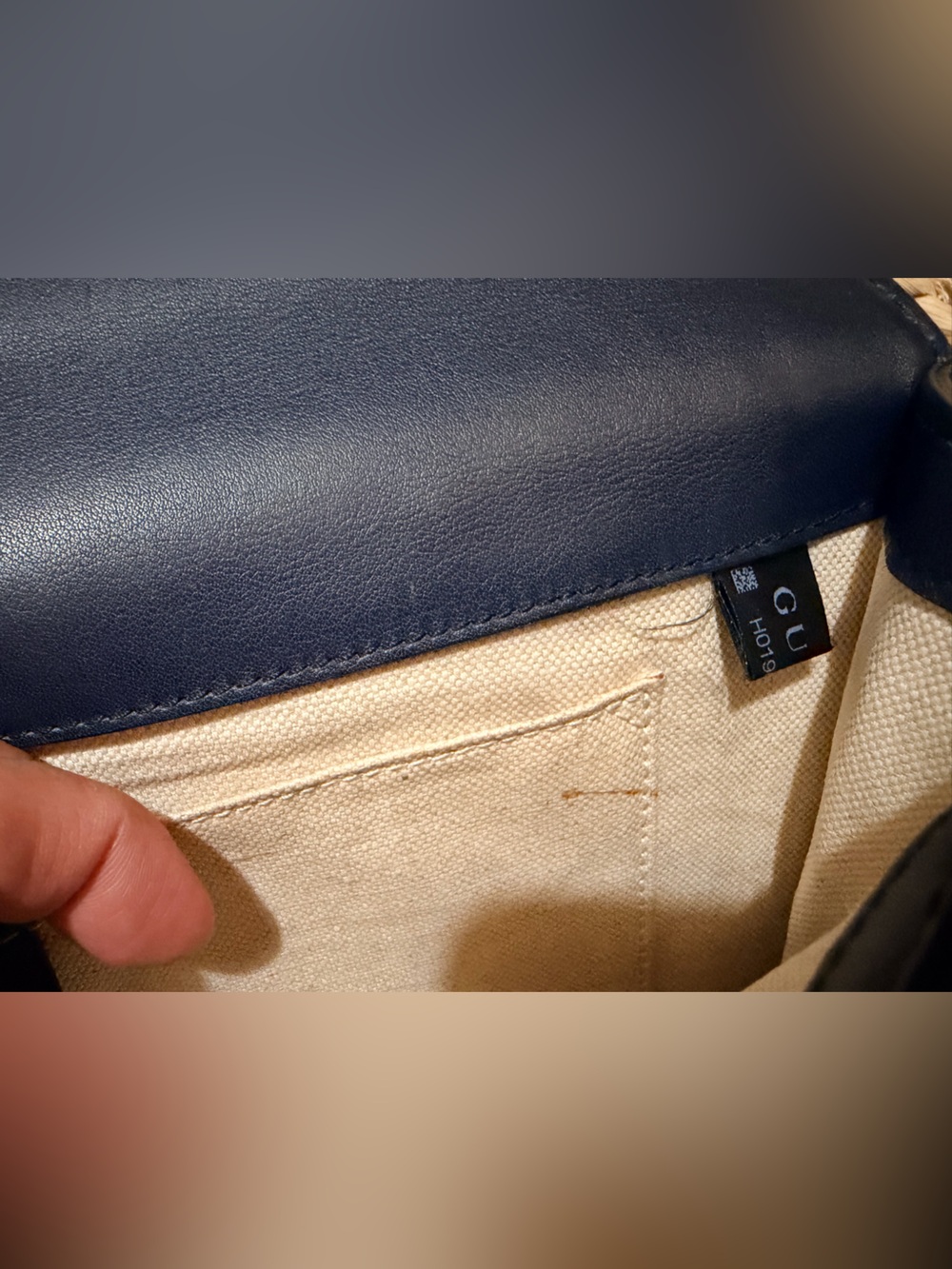 Gucci Blue Leather Striped Embroidered Riche Shoulder Bag - Picture 16 of 16